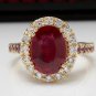 4.32 Carats Natural Ruby and Diamond 14K Solid Yellow Gold Ring