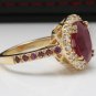 4.32 Carats Natural Ruby and Diamond 14K Solid Yellow Gold Ring