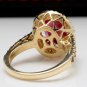 4.32 Carats Natural Ruby and Diamond 14K Solid Yellow Gold Ring