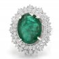9.10Ct Natural Emerald & Diamond 14K Solid White Gold Ring