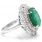 9.10Ct Natural Emerald & Diamond 14K Solid White Gold Ring