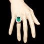 9.10Ct Natural Emerald & Diamond 14K Solid White Gold Ring