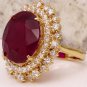 19.26 Carats Red Ruby and Diamond 14K Solid Yellow Gold Ring