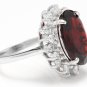11.05 Carats Natural Red Garnet and Diamond 14K Solid White Gold Ring