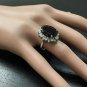 11.05 Carats Natural Red Garnet and Diamond 14K Solid White Gold Ring