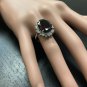 11.05 Carats Natural Red Garnet and Diamond 14K Solid White Gold Ring