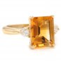 3.48 Carats Natural Citrine and Diamond 14K Solid Yellow Gold Ring