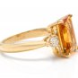 3.48 Carats Natural Citrine and Diamond 14K Solid Yellow Gold Ring