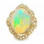 14.65Ct Natural Ethiopian Opal and Diamond 14K Solid Yellow Gold Ring