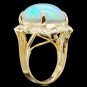 14.65Ct Natural Ethiopian Opal and Diamond 14K Solid Yellow Gold Ring