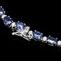 29.10Ct Natural Sapphire & Diamond 14K Solid White Gold Necklace
