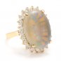 9.10Ct Natural Australian Opal and Diamond 14K Solid Yellow Gold Ring