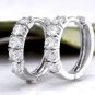 0.70Ct Natural Diamond 14K Solid White Gold Hoop Earrings