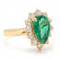 3.05Ct Natural Emerald & Diamond 14K Solid Yellow Gold Ring