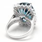 12.90Ct Natural LONDON BLUE TOPAZ & Diamond 14K Solid White Gold Ring