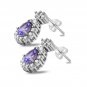 1.75Ct Natural Tanzanite and Diamond 14K Solid White Gold Earrings