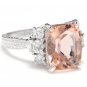 6.20 Carats Natural Morganite and Diamond 14K Solid White Gold Ring