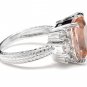 6.20 Carats Natural Morganite and Diamond 14K Solid White Gold Ring
