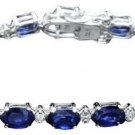 13.50Ct Natural Blue Sapphire and Diamond 14K Solid White Gold Bracelet
