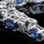 13.50Ct Natural Blue Sapphire and Diamond 14K Solid White Gold Bracelet