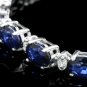 13.50Ct Natural Blue Sapphire and Diamond 14K Solid White Gold Bracelet