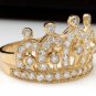 1.00Ct Natural Diamond 14K Solid Yellow Gold Crown Ring