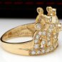 1.00Ct Natural Diamond 14K Solid Yellow Gold Crown Ring