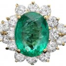 5.90Ct Natural Emerald & Diamond 14K Solid Yellow Gold Ring