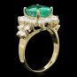 5.90Ct Natural Emerald & Diamond 14K Solid Yellow Gold Ring