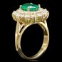 3.50Ct Natural Emerald & Diamond 14K Solid Yellow Gold Ring