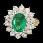 3.50Ct Natural Emerald & Diamond 14K Solid Yellow Gold Ring