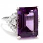 14.70 Carats Natural Amethyst and Diamond 14K Solid White Gold Ring