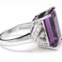 14.70 Carats Natural Amethyst and Diamond 14K Solid White Gold Ring