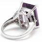 14.70 Carats Natural Amethyst and Diamond 14K Solid White Gold Ring