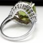 9.30 Carats NATURAL PERIDOT and DIAMOND 14K Solid White Gold Ring