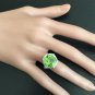 9.30 Carats NATURAL PERIDOT and DIAMOND 14K Solid White Gold Ring