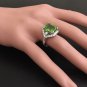 9.30 Carats NATURAL PERIDOT and DIAMOND 14K Solid White Gold Ring