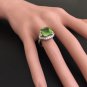 9.30 Carats NATURAL PERIDOT and DIAMOND 14K Solid White Gold Ring