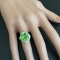 9.30 Carats NATURAL PERIDOT and DIAMOND 14K Solid White Gold Ring