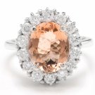 4.30 Carats Natural Morganite and Diamond 14K Solid White Gold Ring