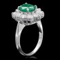 3.65Ct Natural Emerald & Diamond 14K Solid White Gold Ring