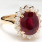 6.70 Carats Red Ruby and Natural Diamond 14K Solid White Gold Ring