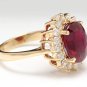 6.70 Carats Red Ruby and Natural Diamond 14K Solid White Gold Ring