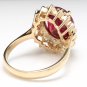 6.70 Carats Red Ruby and Natural Diamond 14K Solid White Gold Ring