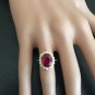 6.70 Carats Red Ruby and Natural Diamond 14K Solid White Gold Ring