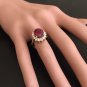 6.70 Carats Red Ruby and Natural Diamond 14K Solid White Gold Ring