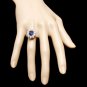 3.60Ct Natural Blue Sapphire & Diamond 14K Solid White Gold Ring