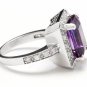 6.05 Carats Natural Amethyst and Diamond 14K Solid White Gold Ring