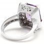 6.05 Carats Natural Amethyst and Diamond 14K Solid White Gold Ring