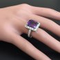 6.05 Carats Natural Amethyst and Diamond 14K Solid White Gold Ring